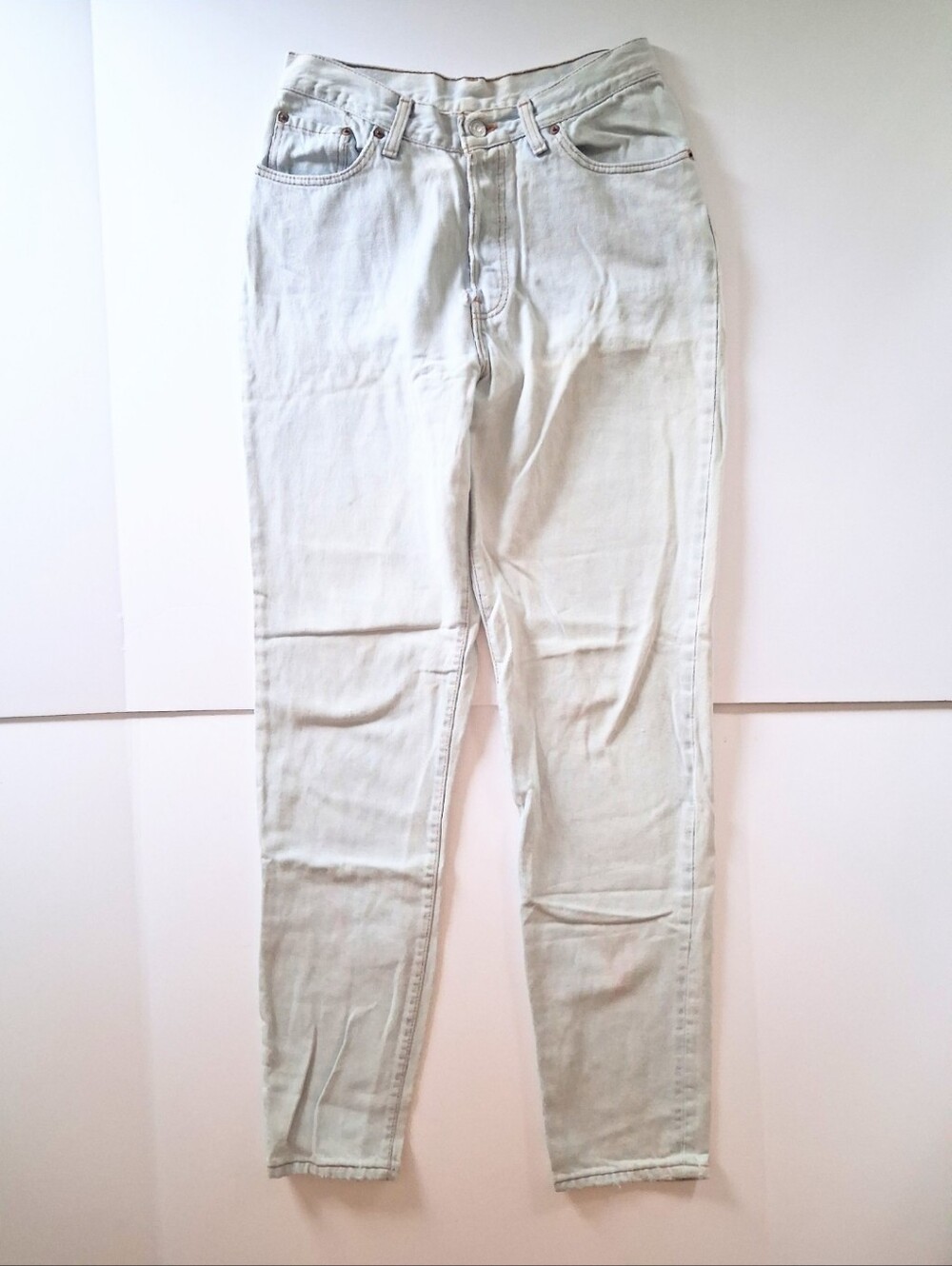 90's Vintage Levi's 501 Jeans 5 Button Fly Light Wash Highly Distressed Denim